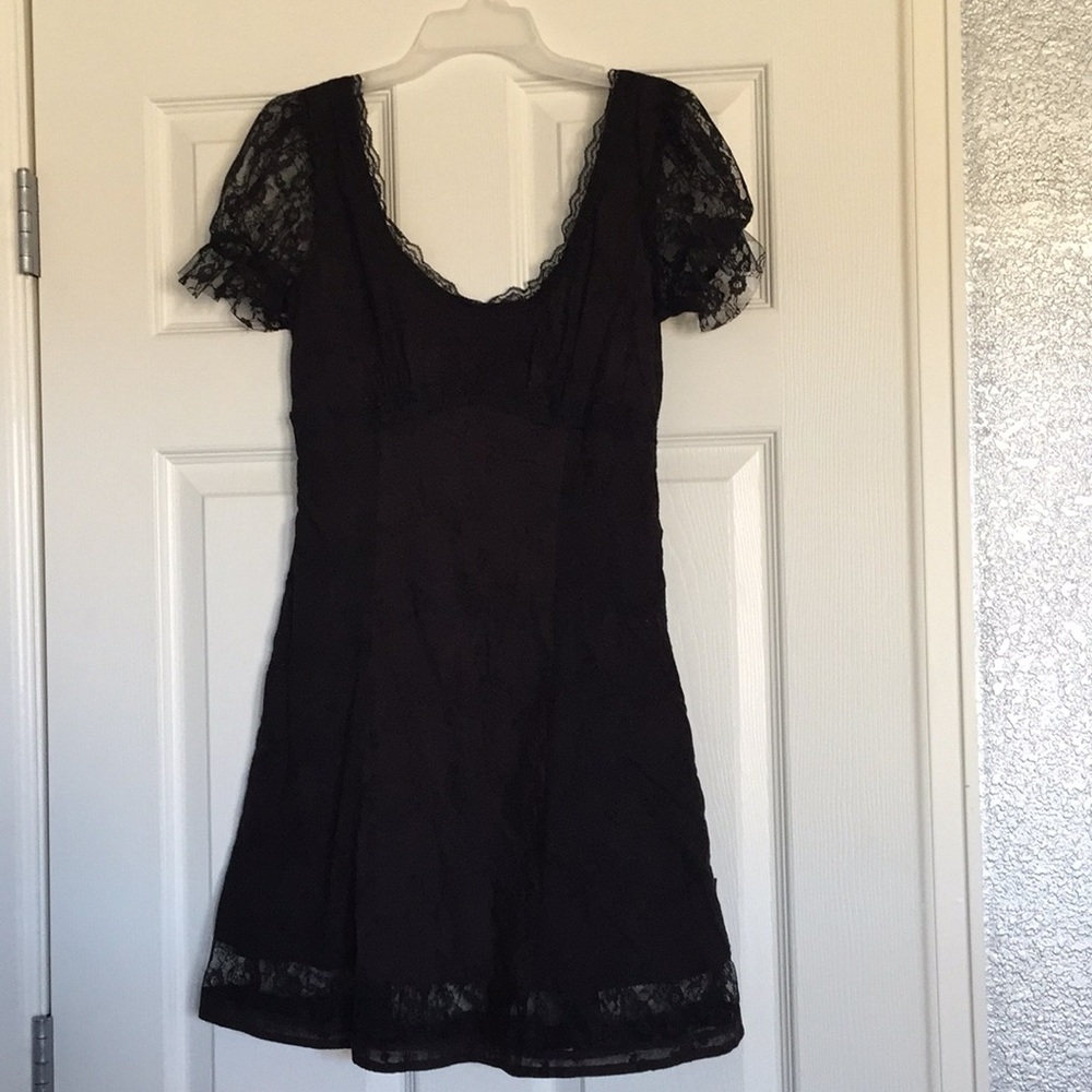Black lace baby doll dress